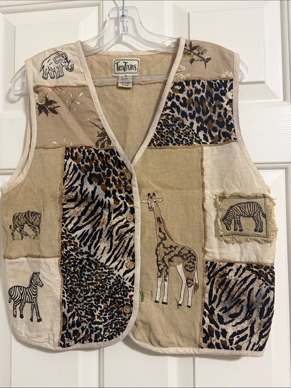 Vintage 90s Cottage Core Teacher tantrums Patchwork Safari Vest
